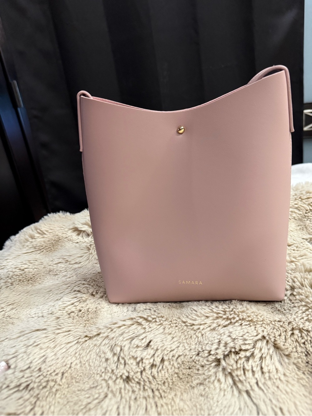 Samara Dusty Pink Bucket Tote with Gold Accent